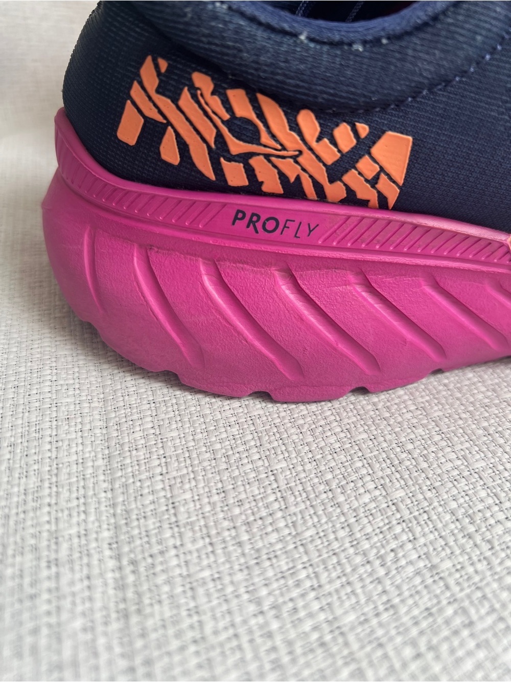 Hoka Women's Navy with Coral and Pink Athletic Running Shoe - Picture 13 of 16